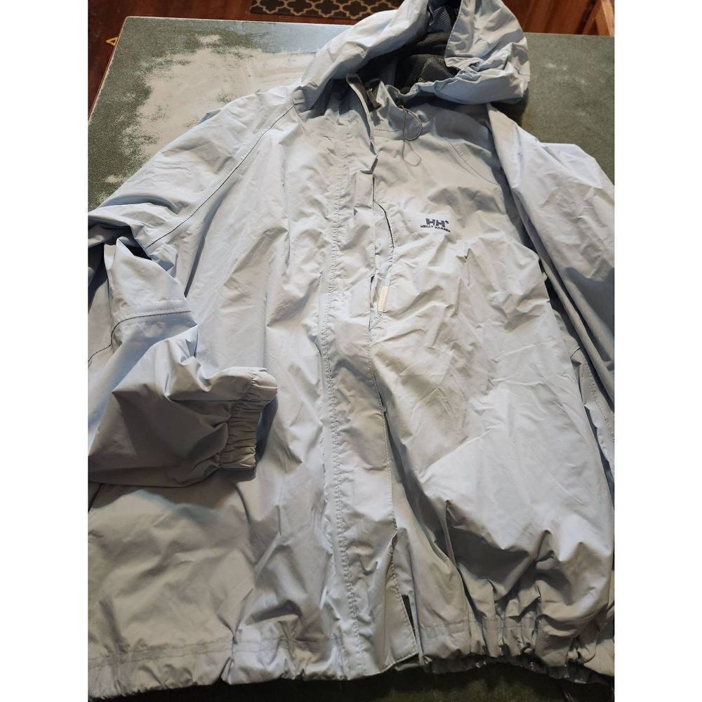 Helly Hansen light weight light blue hooded jacket sz XL